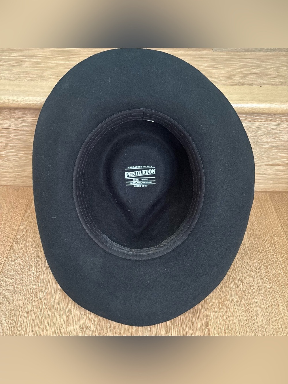Pendleton Wool Felt Fedora Wide Brim Hat Black Western Unisex Classic 23” - Picture 7 of 7